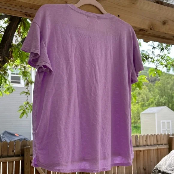 Anthropologie NWT T.La Lilac Lavender Flutter Ruffle Short Sleeve Boxy Crop SM - Picture 13 of 16